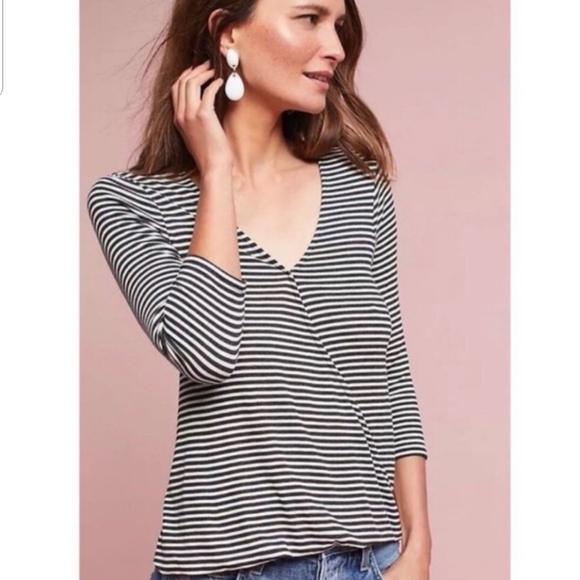 Anthropologie Tops - Eri + Ali Striped Faux Wrap Top